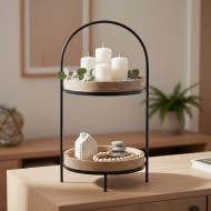 Patera drewniana loft dwupoziomowa na owoce i dekoracje