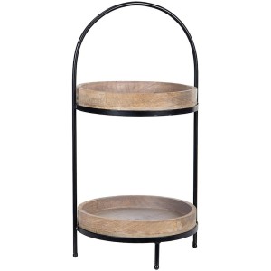 Patera drewniana loft dwupoziomowa na owoce i dekoracje