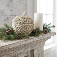 Pudełko dekoracyjne szyszka beżowe organizer na biżuterię prezent