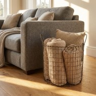 Kosze metalowe loft stare złoto zestaw 2 sztuki do przechowywania