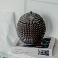 Pudełko metalowe okrągłe z pokrywką organizer rdzawy brąz