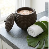 Pudełko metalowe okrągłe z pokrywką organizer rdzawy brąz