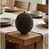 Pudełko metalowe okrągłe z pokrywką organizer rdzawy brąz