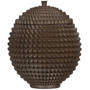 Pudełko metalowe okrągłe z pokrywką organizer rdzawy brąz