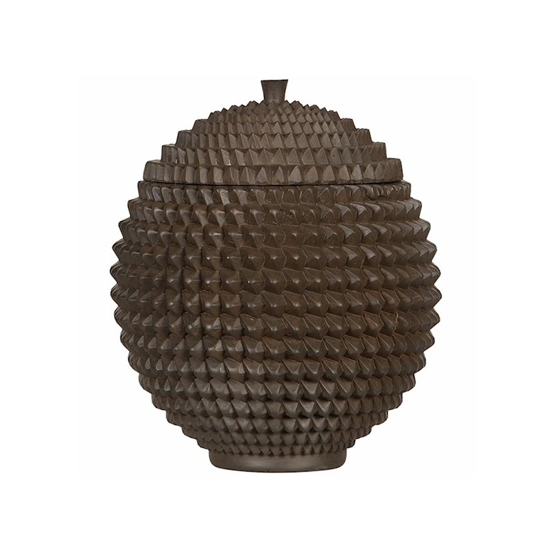 Pudełko metalowe okrągłe z pokrywką organizer rdzawy brąz