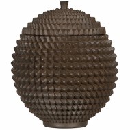 Pudełko metalowe okrągłe z pokrywką organizer rdzawy brąz