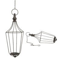 Lampion wiszący metalowy loft szary do świec ogród wnętrze