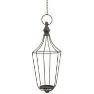 Lampion wiszący metalowy loft szary do świec ogród wnętrze