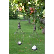 Lampion wiszący metalowy loft szary do świec ogród wnętrze