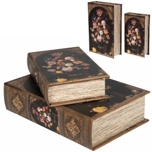 Pudełko książka szkatułka zestaw 2szt na biżuterię kwiaty ozdobne