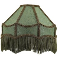Abażur do lampy zielony retro z frędzlami 30cm E27 E14 wiszącej stojącej