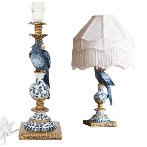 Lampa stołowa papuga niebieska podstawa E27 43cm glamour