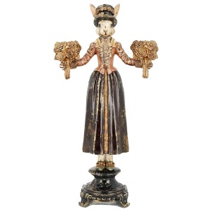 Świecznik zając wielkanocny figurka na 2 świece vintage złoty 43cm