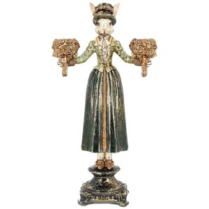 Świecznik zając wielkanocny figurka zielony vintage na 2 świece 43cm