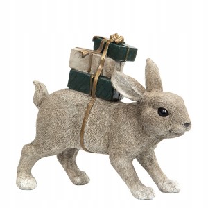 FIGURKA WIELKANOCNA ZAJĄC Z PREZENTAMI wys. 21cm