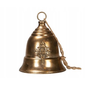 Złoty Dzwonek Metalowy ze Sznurkiem 19cm | Skandi.pl
