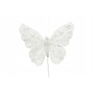 DEKORACJA DO DONICZEK MOTYLE białe ozdoba do stroików prezent 2 szt.