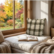 Poszewka dekoracyjna beżowa w kratkę 45x45 na poduszkę jasiek