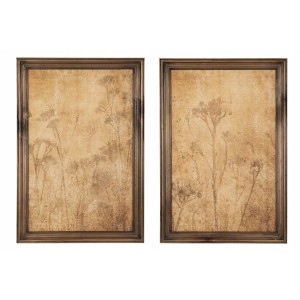 STARY OBRAZ NA PŁÓTNIE NATURA KWIATY BOHO DREWNO JODŁY 65x45cm do salonu