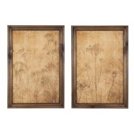 STARY OBRAZ NA PŁÓTNIE NATURA KWIATY BOHO DREWNO JODŁY 65x45cm do salonu