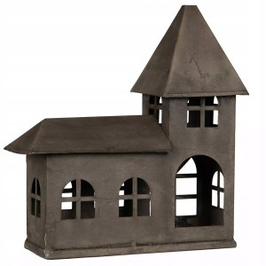 ŚWIECZNIK DOMEK KOŚCIÓŁ dom LOFTOWY METALOWY NA TEALIGHTY figurka 33cm