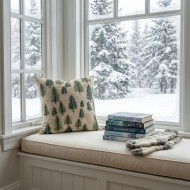 Poszewka na poduszkę świąteczna choinki 45x45 bawełna zimowa haftowana