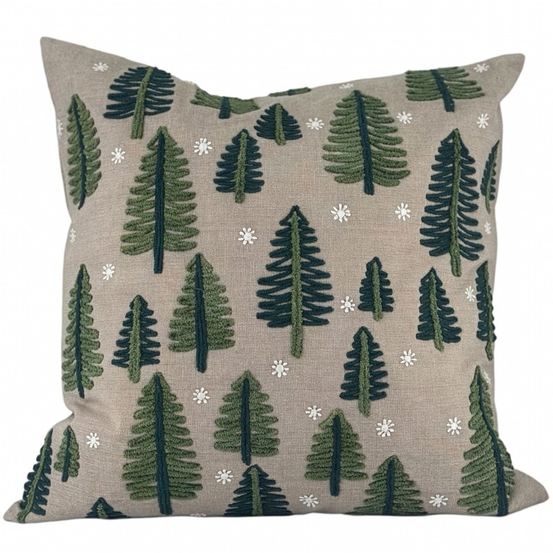 Poszewka na poduszkę świąteczna choinki 45x45 bawełna zimowa haftowana