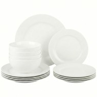 Serwis obiadowy biały ceramiczny 12 elementów dla 4 osób nowoczesny do zmywarki