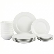 Serwis obiadowy biały ceramiczny 18 elementów dla 6 osób nowoczesny zestaw