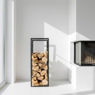 Stojak na drewno kominkowe metalowy loft czarny mat 80cm