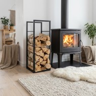 Stojak na drewno kominkowe metalowy loft czarny mat 80cm