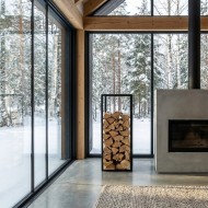 Stojak na drewno kominkowe metalowy loft czarny mat 80cm