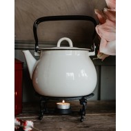 Dzbanek emaliowany biały 2,5L retro indukcja gaz z pokrywką