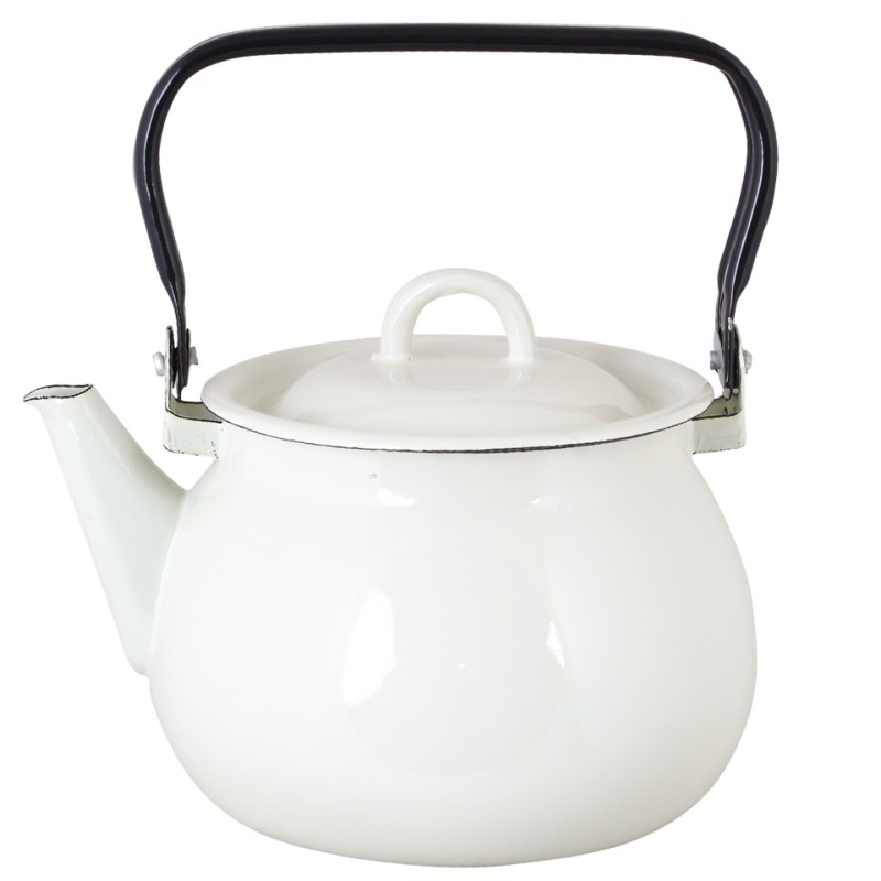 Dzbanek emaliowany biały 2,5L retro indukcja gaz z pokrywką