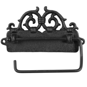 Uchwyt na papier toaletowy żeliwny czarny retro 16cm solidny vintage