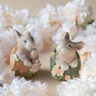 Figurki wielkanocne zajączki w jajkach zestaw 2szt 11cm kolorowe