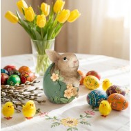 Figurki wielkanocne zajączki w jajkach zestaw 2szt 11cm kolorowe