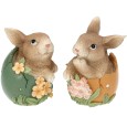 Figurki wielkanocne zajączki w jajkach zestaw 2szt 11cm kolorowe