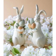 Figurki wielkanocne zające białe imitacja drewna 30cm zestaw 2szt