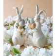 Figurki wielkanocne zające białe imitacja drewna 30cm zestaw 2szt