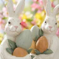 Figurki wielkanocne zające białe imitacja drewna 30cm zestaw 2szt