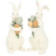 Figurki wielkanocne zające białe imitacja drewna 30cm zestaw 2szt