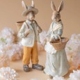 Figurki wielkanocne para zająców 31cm zestaw małżeństwo rustykalne