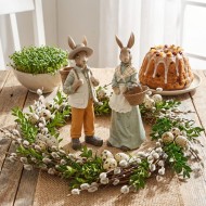 Figurki wielkanocne para zająców 31cm zestaw małżeństwo rustykalne