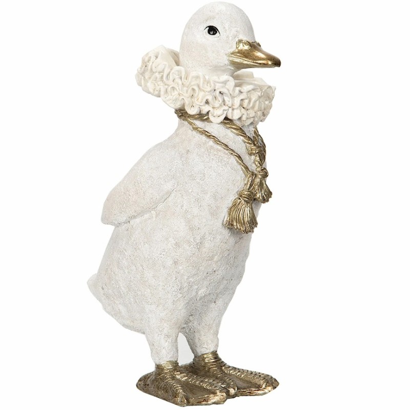 Figurka kaczka biała ze złotym 30cm arystokratka vintage ozdoba