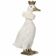 Figurka kaczor w koronie biały złoty 34cm król vintage ozdoba