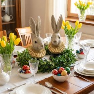 Figurka Wielkanocna - Głowa Zająca z Eleganckimi Zdobieniami, Idealna na Święta