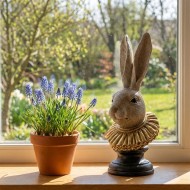Figurka Wielkanocna - Głowa Zająca z Eleganckimi Zdobieniami, Idealna na Święta