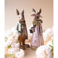 Figurki wielkanocne para zająców 30cm eleganckie zestaw vintage