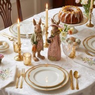 Figurki wielkanocne para zająców 30cm eleganckie zestaw vintage